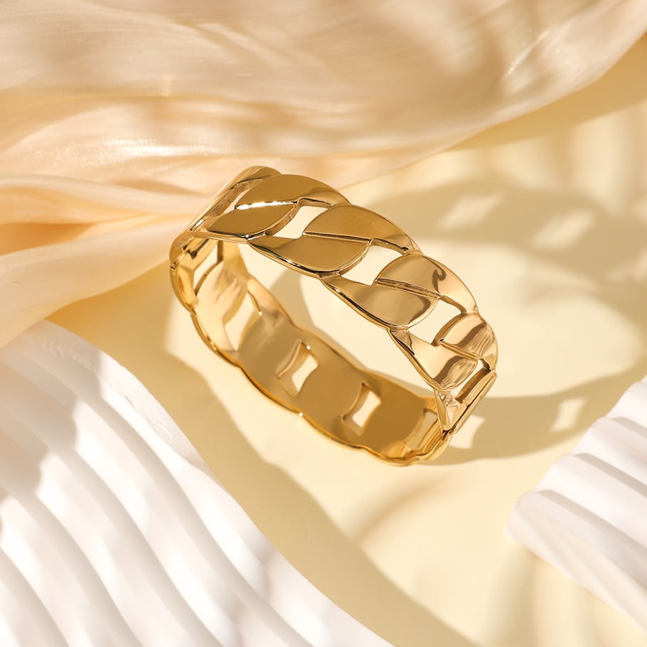 1 Piece Gleaming Series Classic Twist Stainless Steel Gold Color Women's Bangles Picture5
