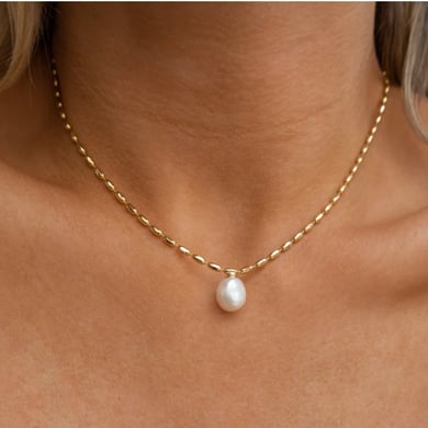 1 Stück Classic Series Retro Beads Edelstahl 18 Karat vergoldet Kunstperle Damen Anhänger Halsketten h5 Bild4