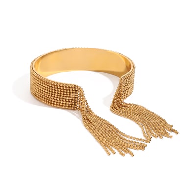 1 Piece Luxurious Series Daily Tassel Stainless Steel 18K Gold Plated Women Bangles h5 Picture6