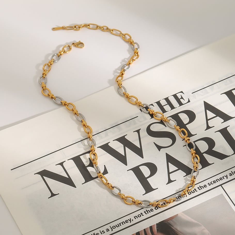 1 Piece Modern Series Sophisticated Chain Stainless Steel Gold & Silver Color Women's Chain Necklaces Picture5