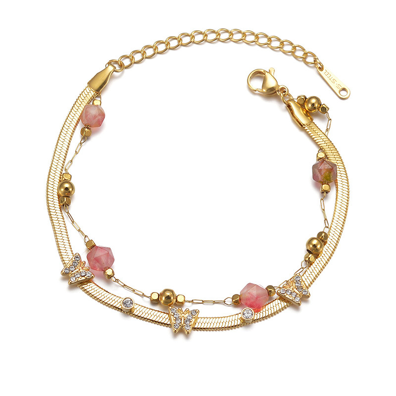 Bracelet chaîne pour femme en acier inoxydable plaqué or 14 carats, motif animal rétro, série ethnique, 1 pièce Image4