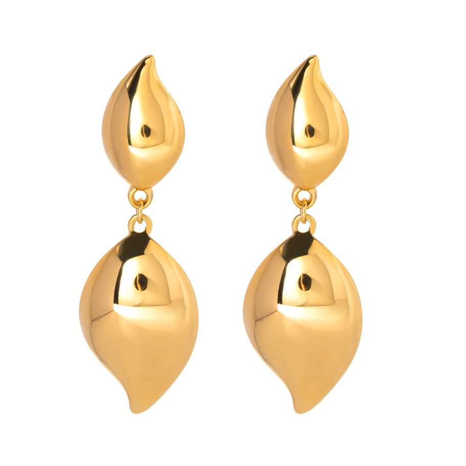 European and American cross-border INS style exquisite simple 18k gold stainless steel petal teardrop-shaped glossy earrings earrings for women Picture6