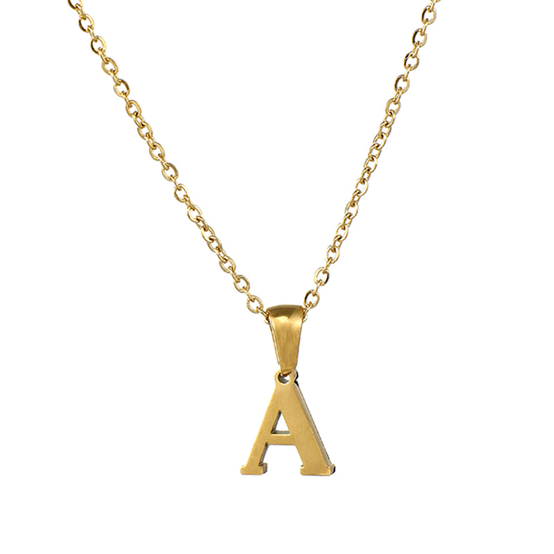 1 Stück Simple Series Simple Letter Edelstahl 18 Karat vergoldet Damen-Anhänger-Halsketten Bild4