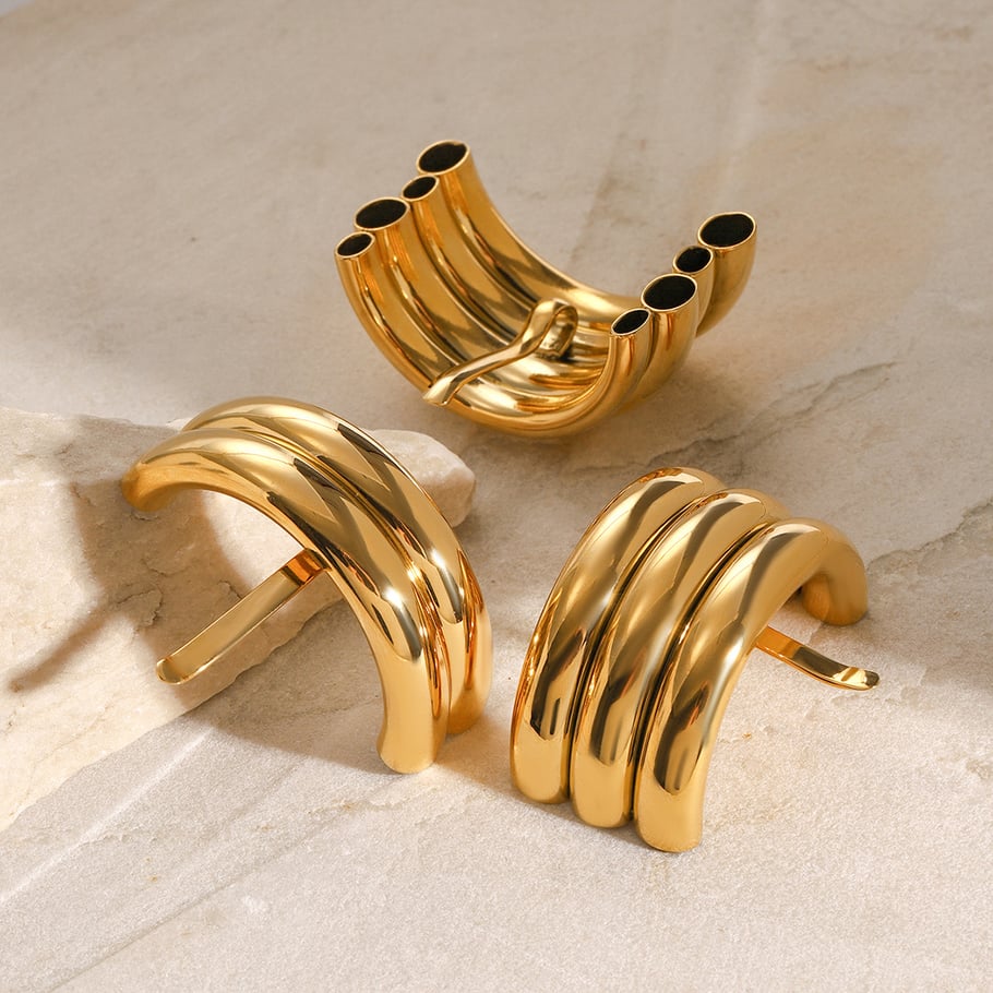 1 Pair Simple Series Simple Solid Color Stainless Steel 18K Gold Plated Women Hair Clips Picture4