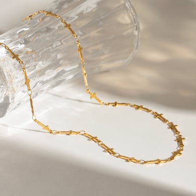 1 Stück Simple Series Elegantes Kreuz Edelstahl 18 Karat vergoldet Damen Kettenhalsketten h5 Bild3