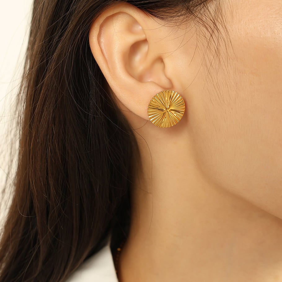 1 Pair Simple Series Retro Geometric Stainless Steel 18K Gold Plated Women Stud Earrings Picture5