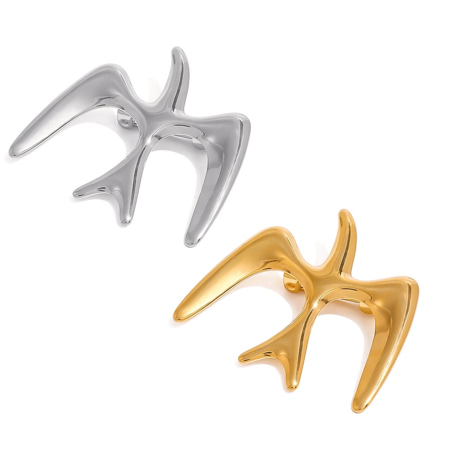 1 Paar Simple Series Simple Animal Edelstahl 18 Karat vergoldete Damenbroschen Bild5