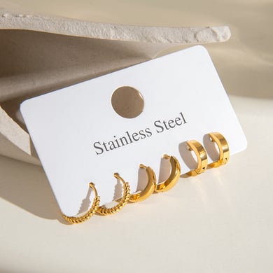 1 Paar Ohrringe im Retro-Stil der Simple Series aus Edelstahl mit 18 Karat Vergoldung für Damen h5 Bild3