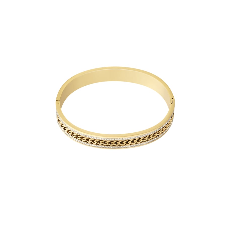 1 Stück Luxuriöse Serie Classic Twist Edelstahl Goldfarben Damen Armreifen Bild5