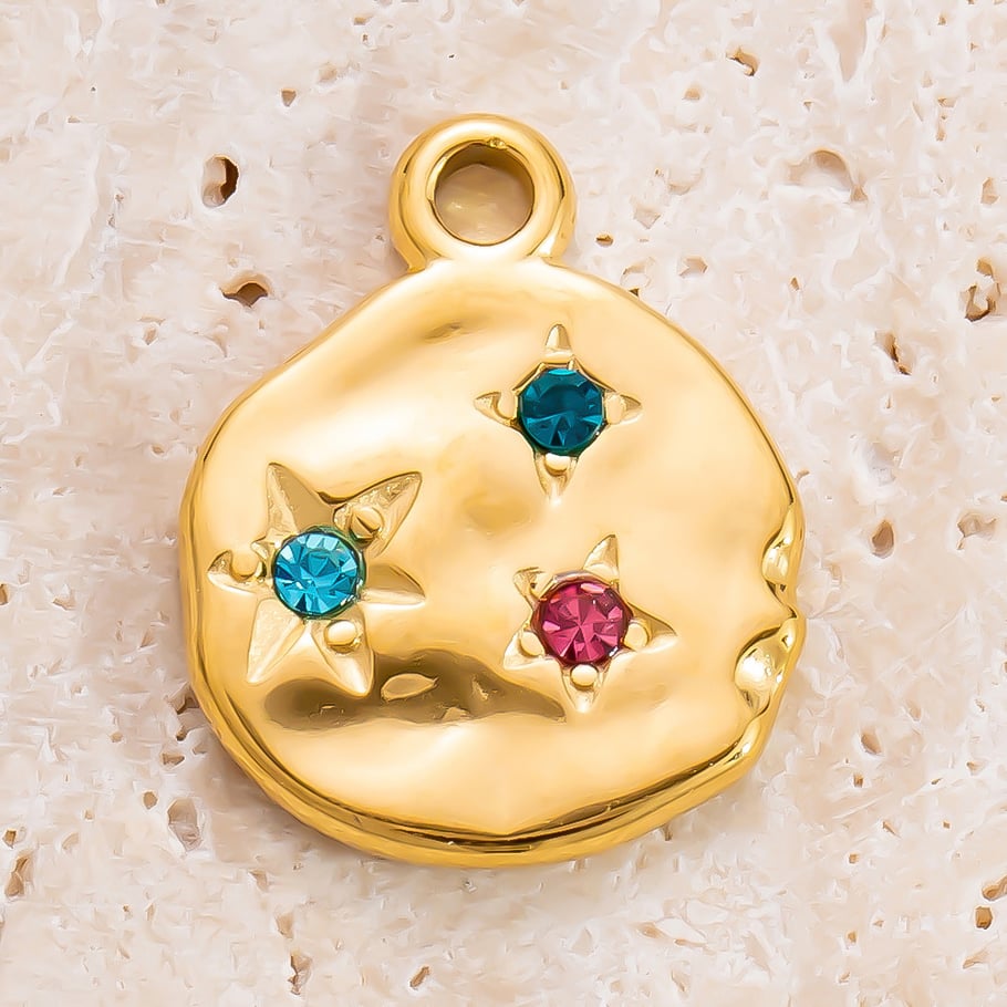 1 Piece Romantic Series Sweet Turtle Stainless Steel   Gold Color  Rhinestone Women's Pendants Picture4