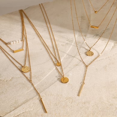 1 Piece Simple Series ins style Geometric Stainless Steel 18K Gold Plated Women Layered Necklaces h5 Picture3