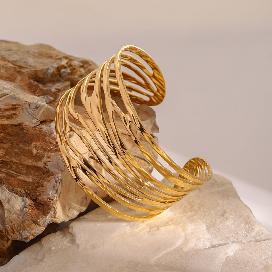 1 Piece Simple Series Simple Geometric Stainless Steel 18K Gold Plated Women Bangles Picture3