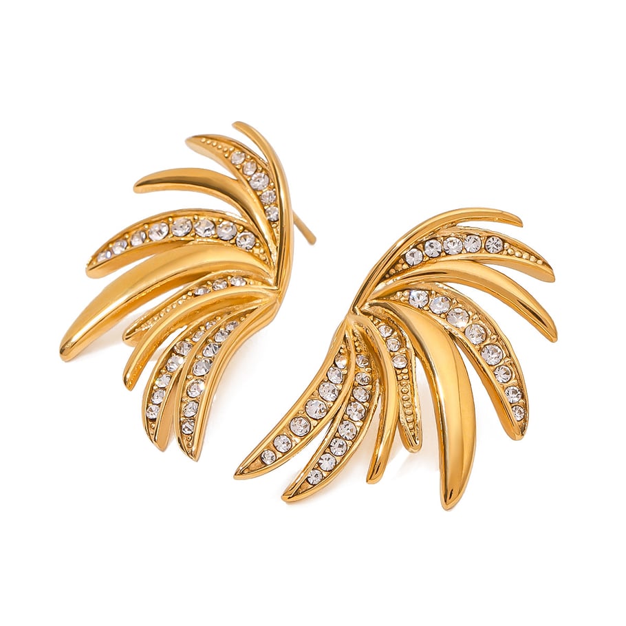 1 Pair Simple Series ins style Geometric Stainless Steel 18K Gold Plated Rhinestone Women Stud Earrings Picture6