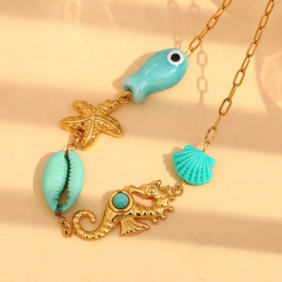 1 Stück einfache Serie süße Schildkröte Edelstahl Gold Farbe Damen Anhänger Halsketten Bild4