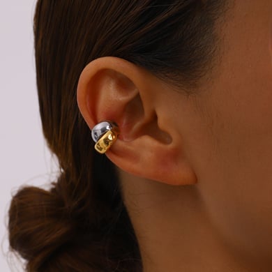 1 Paar Simple Series Tägliche ringförmige Edelstahl-Ohrclips mit 18 Karat Goldbeschichtung für Damen h5 Bild5