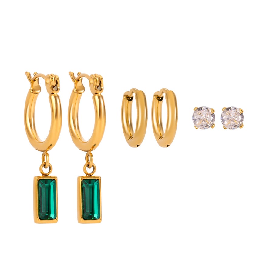 1 Paar elegante ringförmige Ohrringe aus Edelstahl der luxuriösen Serie, 18 Karat vergoldet, Zirkonia, für Damen Bild6