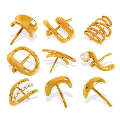 1 Piece Simple Series Simple Geometric Titanium Steel   Gold Color  Women's Hair Clips h5 Picture7