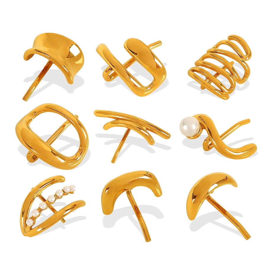 1 Piece Simple Series Simple Geometric Titanium Steel   Gold Color  Women's Hair Clips Picture7