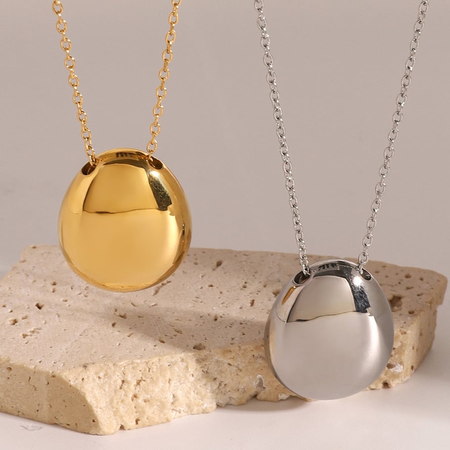 1 Piece Simple Series Simple Solid Color Stainless Steel 18K Gold Plated Women Pendant necklaces Picture3
