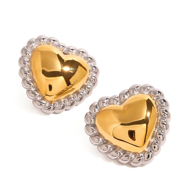 1 Pair Simple Series Elegant Heart Stainless Steel 18K Gold Plated Women Stud Earrings h5 Picture5