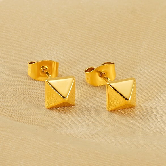 1 Pair Simple Series Simple Titanium Steel 18K Gold Plated Women Stud Earrings