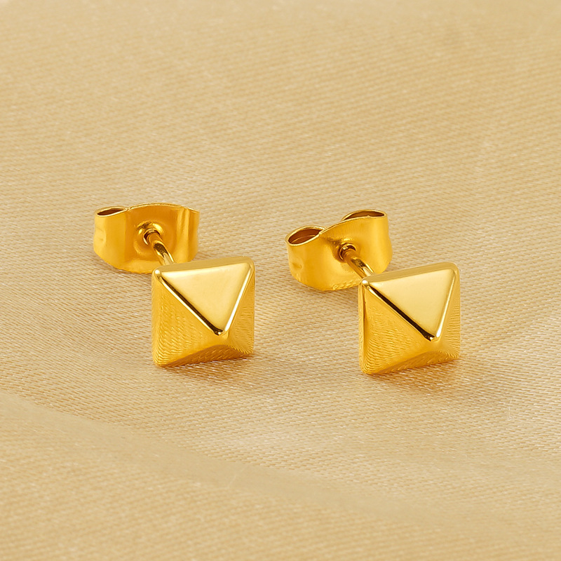 1 Paar Simple Series Simple Titanstahl 18 Karat vergoldete Damen-Ohrstecker Bild3