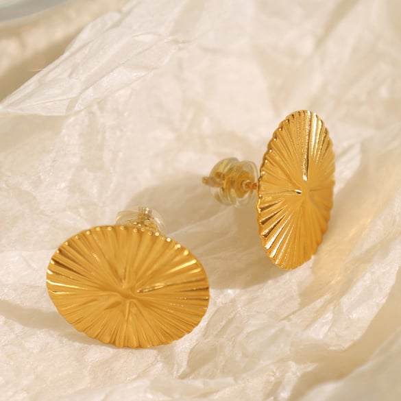 1 Pair Simple Series Retro Geometric Stainless Steel 18K Gold Plated Women Stud Earrings