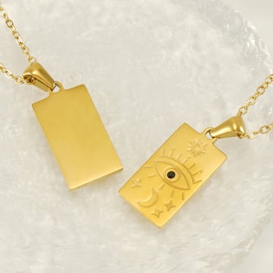 1 Stück Retro-Halsketten mit Sonne-/Mond-Anhänger aus Titanstahl der klassischen Serie, 18 Karat vergoldet, Unisex h5 Bild5