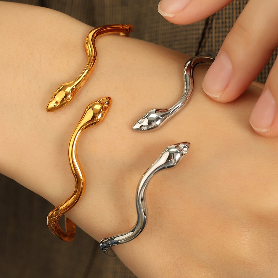 1 Piece Simple Series Punk Animal Stainless Steel 18K Gold Plated Women Bangles Picture5