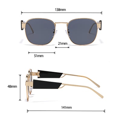 1 Pair of Wide Rimmed Fashionable Metal Frame Sunglasses h5 Picture2