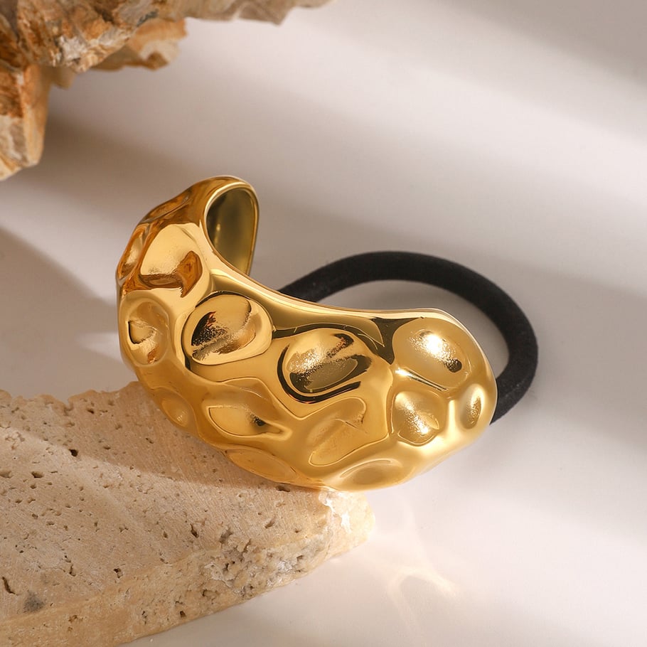 1 Paar Simple Series Daily Letter Edelstahl 18 Karat vergoldet Damen Haargummis Bild4