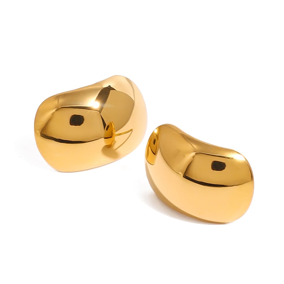 1 Pair Simple Series Simple Droplet Stainless Steel 18K Gold Plated Women Stud Earrings Picture5