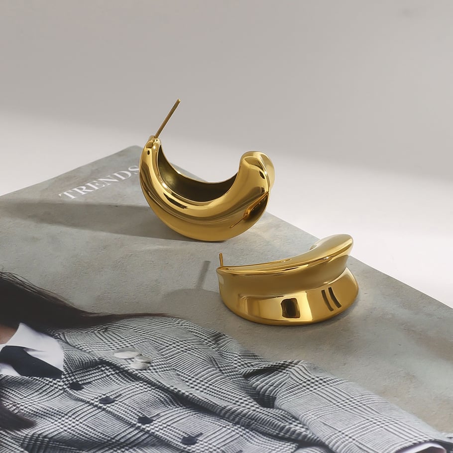 1 Pair Minimalist Series Classic Annular Daily Stainless Steel Gold Color Women's Stud Earrings Picture4