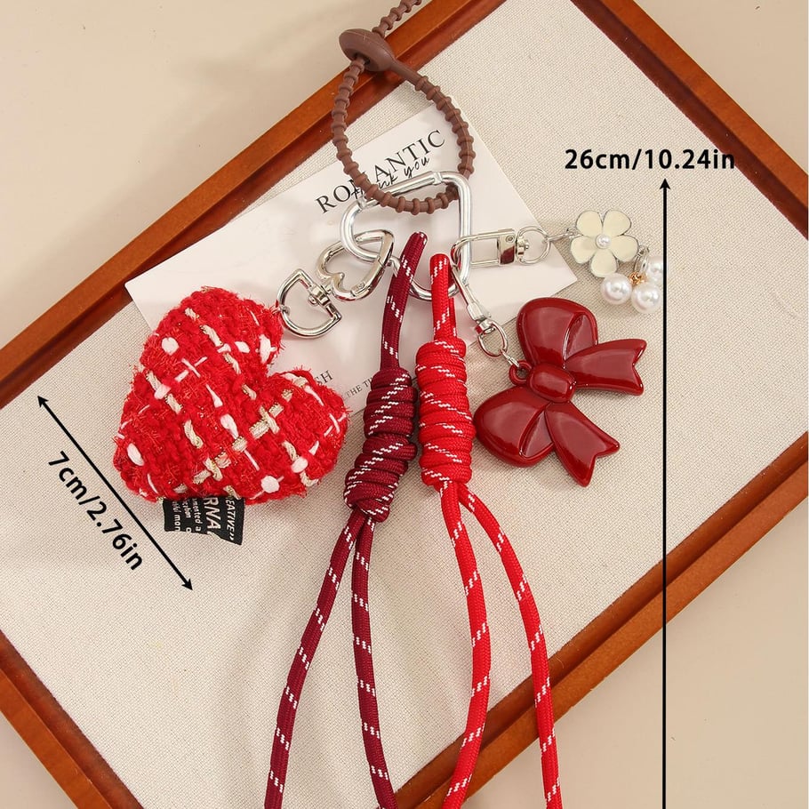 1 Piece Stylish Series Elegant Plaid Heart Shape Garniture Rayon Women's Bag Charms Picture9