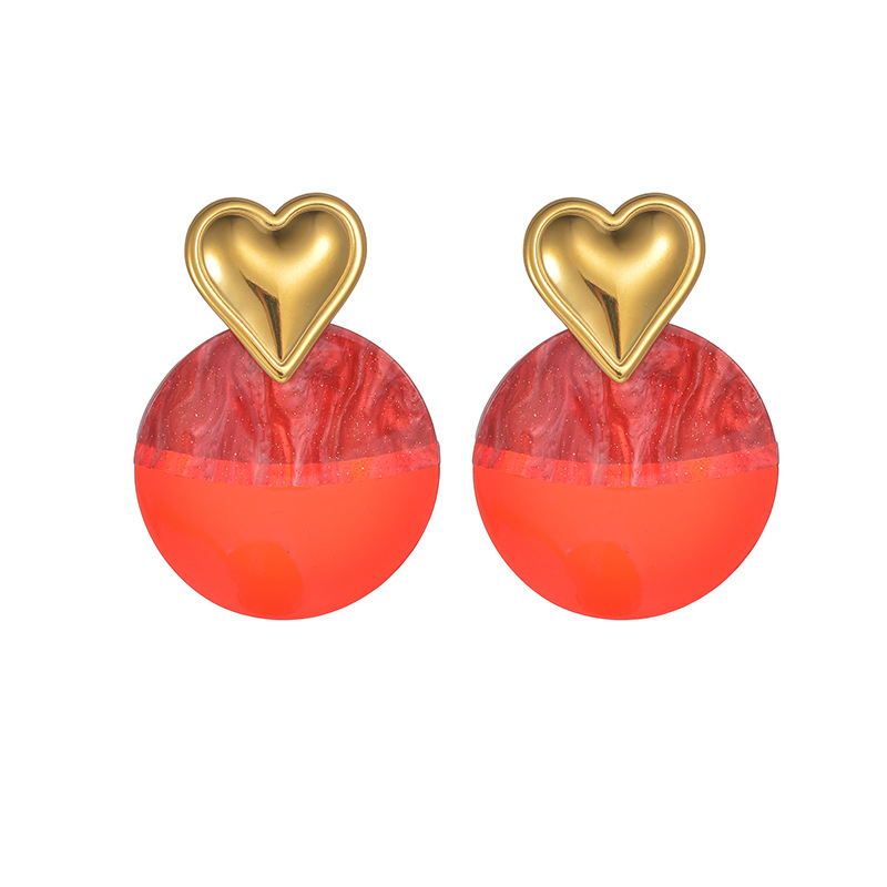 1 Pair Luxurious Series Classic Heart Stainless Steel 18K Gold Plated Women Stud Earrings Picture5