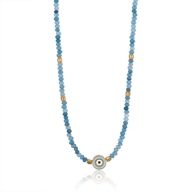 1 Piece Ethnic Series Classic Eye Pattern Stainless Steel Gold Color Women's Crystal Beaded Necklaces h5 Picture8