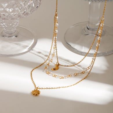 1 Stück Luxuriöse Serie Ins Style Star Edelstahl Gold Farbe Damen Layered Halsketten h5 Bild6