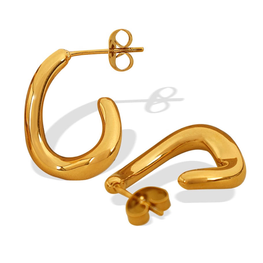 1 Pair Simple Series Simple Geometric Stainless Steel 18K Gold Plated Women Hoop Earrings Picture6