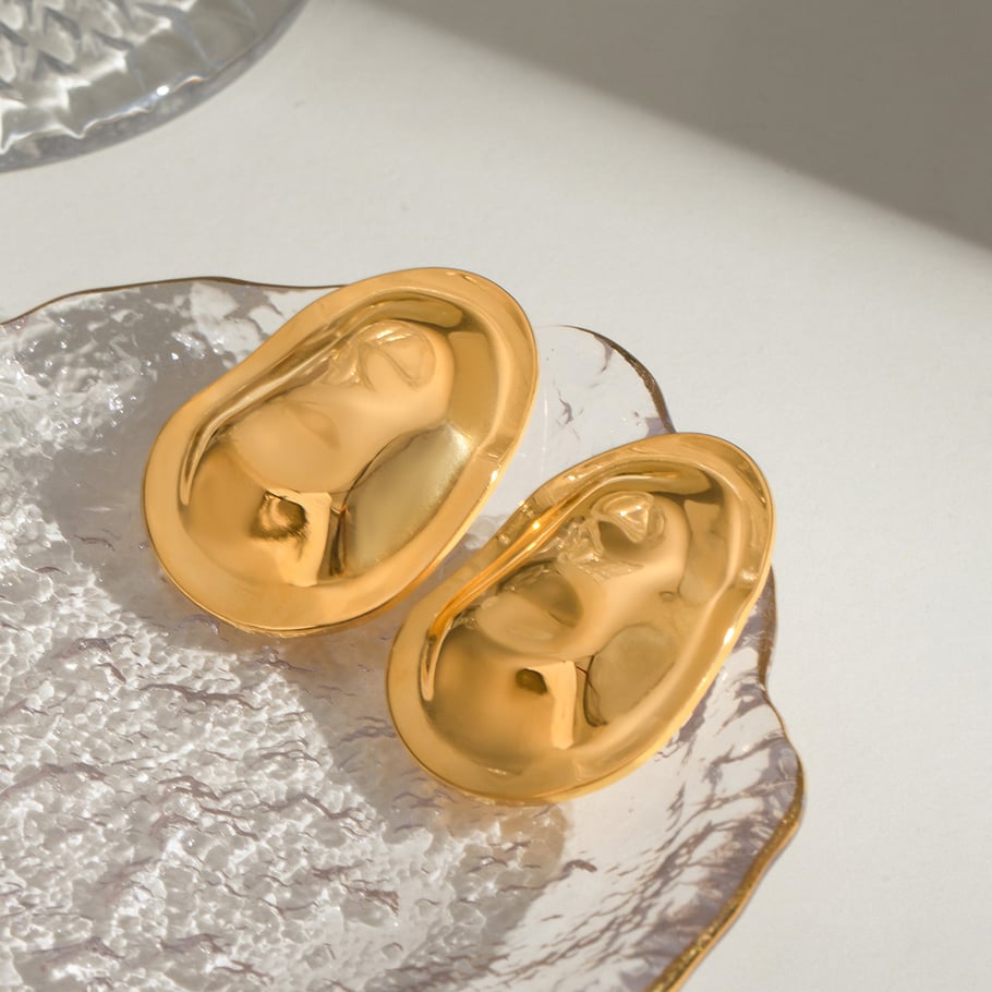 1 Pair Simple Series Daily Geometric Stainless Steel 18K Gold Plated Women Stud Earrings Picture8
