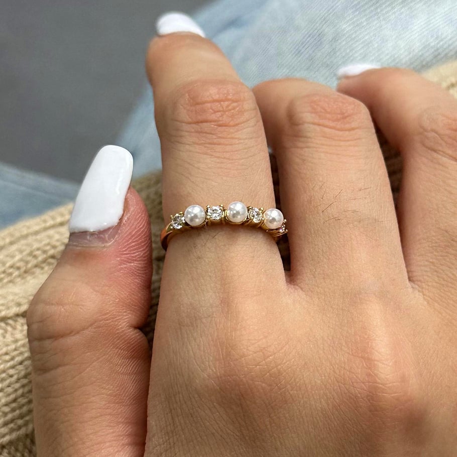 1 Pair Simple Series Retro Geometric Stainless Steel 18K Gold Plated Zircon Women Single Ring Picture4