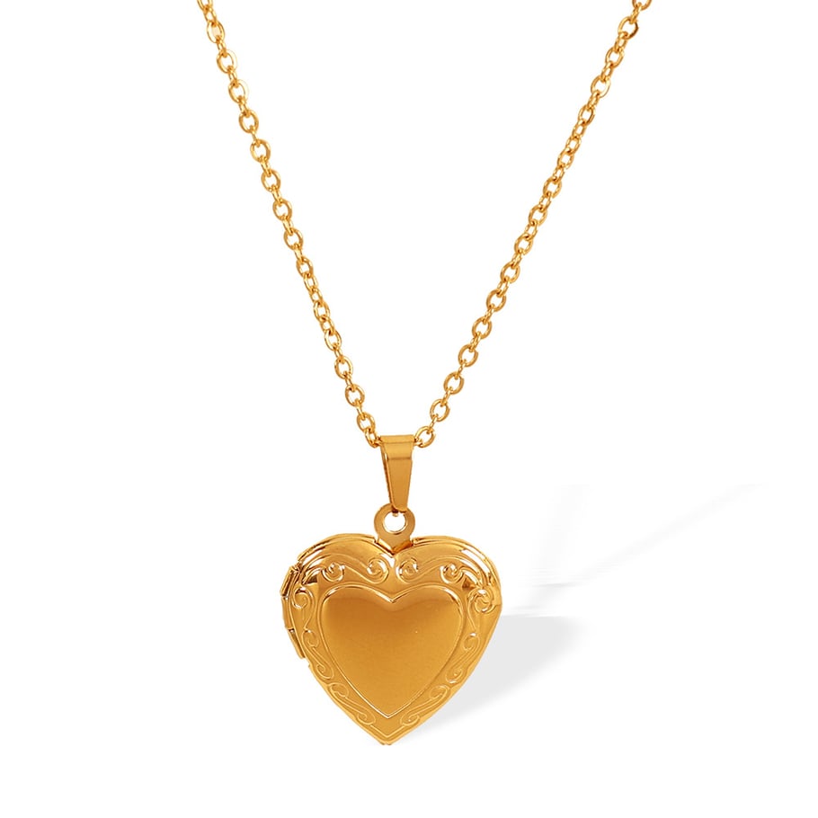 1 Piece Simple Series Simple Heart Stainless Steel 18K Gold Plated Women Pendant Necklaces Picture6