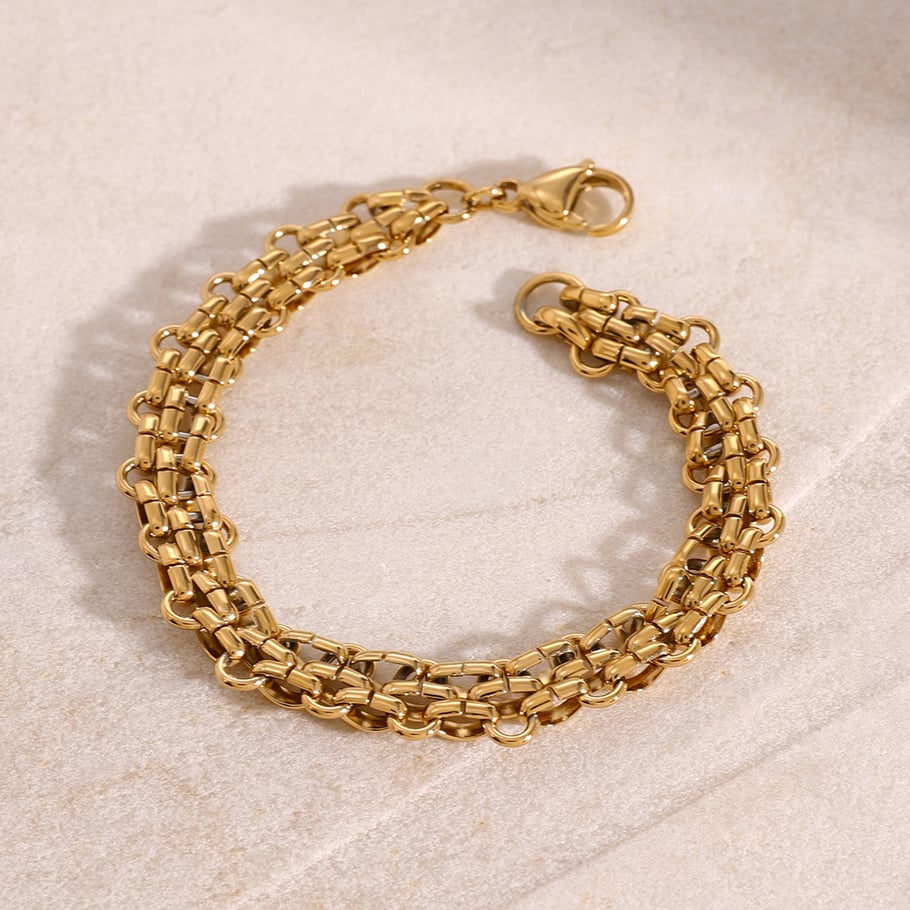 1 Piece Simple Series Punk Chain Stainless Steel 18K Gold Plated Women chain bracelets Picture4