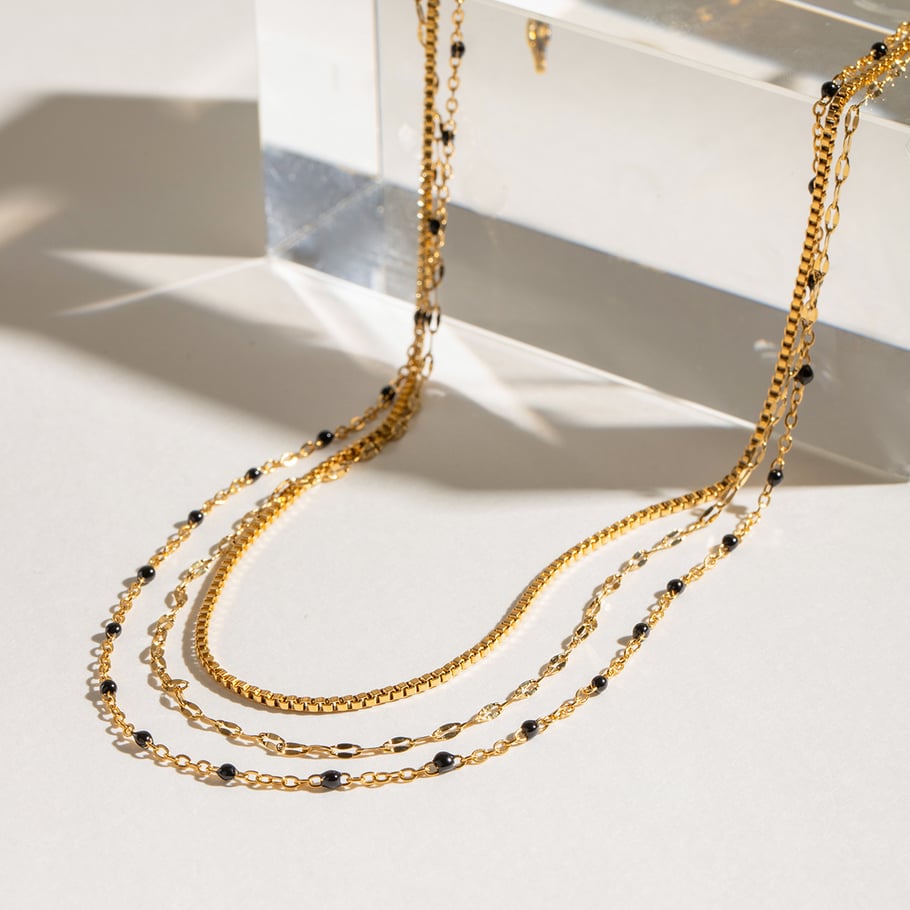 1 Stück Simple Series Elegante ringförmige Edelstahl 18 Karat vergoldete Damen-Mehrfachketten Bild3