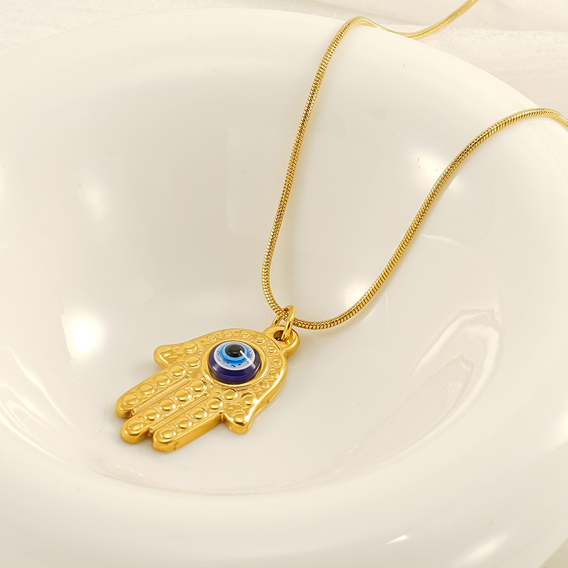 1 Stück Classic Series Retro Eye Titanstahl 18 Karat vergoldet Damen-Anhänger-Halsketten Bild5