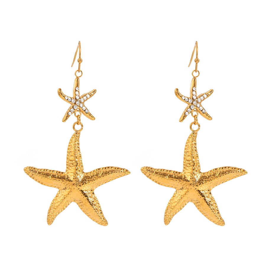 1 Pair Simple Series Vacation Turtle Stainless Steel 18K Gold Plated Rhinestone Women Drop Earrings Picture6