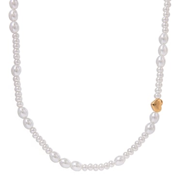 1 Stück Classic Series Retro Beads Edelstahl 18 Karat vergoldet Kunstperlen Damen Perlenketten h5 Bild6