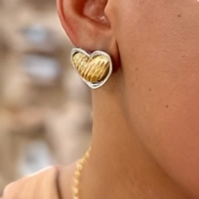 1 Pair Simple Series High-end Heart Stainless Steel 18K Gold Plated Women Stud Earrings h5 Picture4