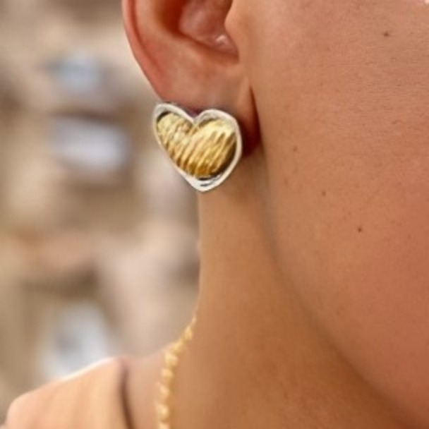 1 Pair Simple Series High-end Heart Stainless Steel 18K Gold Plated Women Stud Earrings Picture4