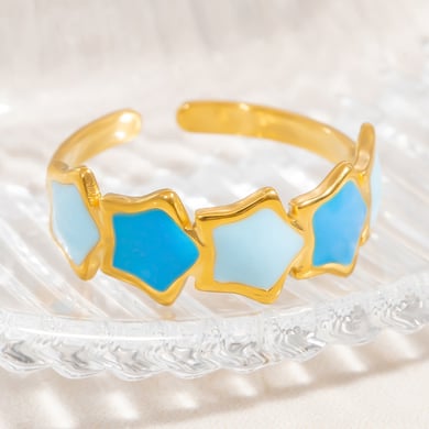 1 Stück Romantische Serie Sweet Star Edelstahl Gold Farbe Damen verstellbare Ringe h5 Bild8