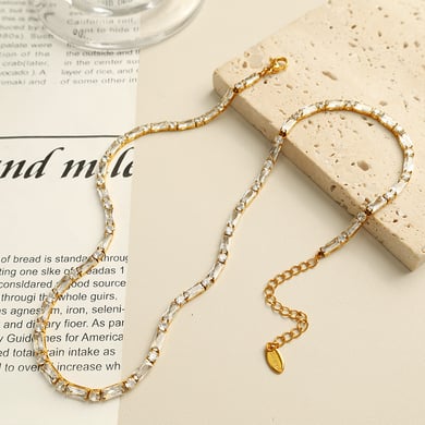 1 Stück Luxuriöse Serie Einfache geometrische Edelstahl 18 Karat vergoldet Zirkon Damen Kettenarmbänder h5 Bild6